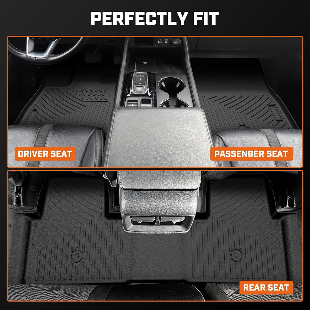 Mixsuper Floor Mat & Cargo Liner for Honda Pilot 2023 2024 2025 2026,All Weather TPE Floor mat with Backrest and Door Sill Guards Pilot Accessories,Anti-Slip Floor Liners Set, Black