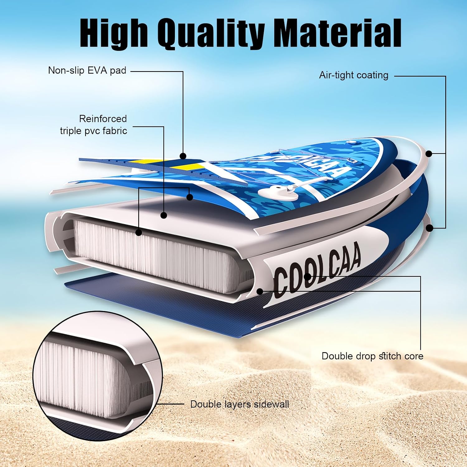 COOLCAA Dolphin Inflatable Paddle Board, Extra Wide & Stable SUP for Family and Beginners, Versatile for Water Activities, with Complete Accessories & Backpack