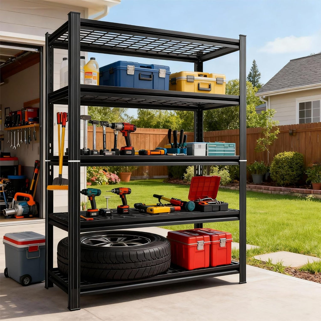 48''W Wire Garage Metal Shelving, 3020 Lbs Heavy-Duty Garage Storage Shelves, 5-Tier Adjustable Reinforced Shelves for Laundry Rooms, Basements, Kitchens&Outdoor (48''W*24''D*72''H)