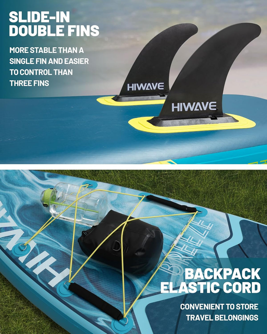 Hiwave Inflatable Stand Up Paddle Board 11'*34'*6' Sup Board, 420lbs Capacity Adult&Youth Paddle Board, Pet Friendly for Ocean&Lake, w/Double Action Hand Pump