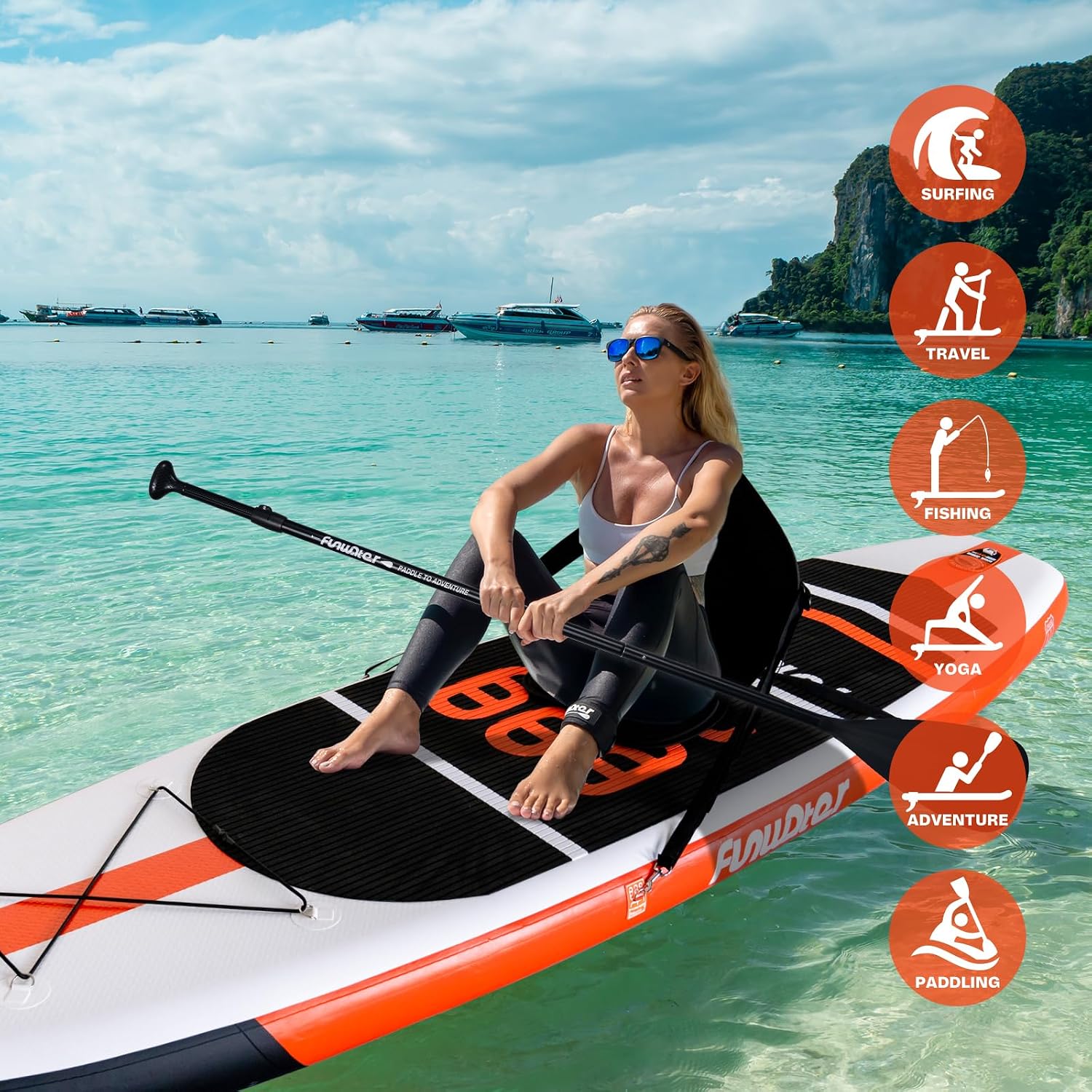 FunWater Inflatable Stand Up Paddle Board with Premium SUP Paddleboard Accessories, Anti-Slip EVA Deck, 11'6''/11'/10'6'' Paddle Boards for Adults & Youth of All Skill Levels