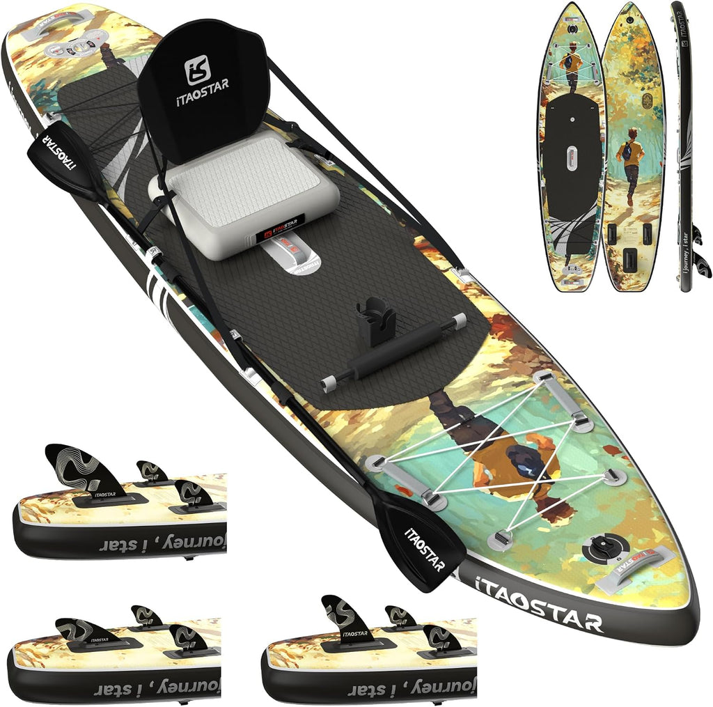 iTAOSTAR Novelty 11'6' x 35' Inflatable Stand Up Paddle Board with Seat- Stable SUP Board for Adults - Portable Paddleboard for Yoga, Surfing, Fishing - Includes Full Accessories Kit