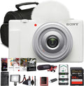 Sony ZV-1 Digital Vlogging Camera White (DCZV1/W) – 20.1 MP 1' Sensor, 24–70 mm ZEISS Lens, 4K HDR Video, Flip Screen w/Pro Mic, 64GB Memory Card, Photo Software, 2 x NP-BX1, Card Reader and More