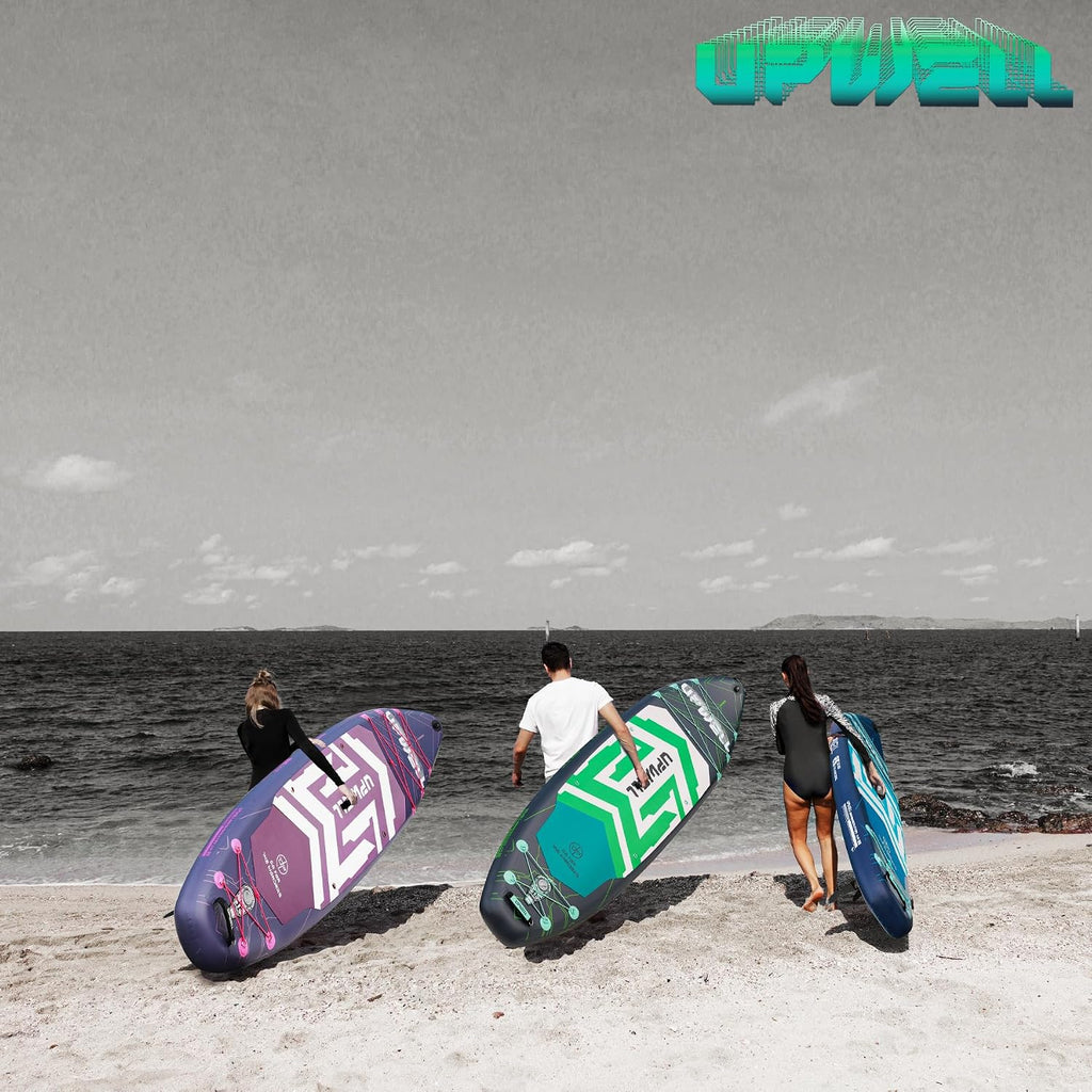 UPWELL 11'6'×35' Extra Wide Inflatable Paddle Board, Stand Up Paddle Board for Youth & Adults, Stable Design, Premium SUP Accessories, 120L Backpack, 10L Dry Bag, Paddle, Leash, Hand Pump, US Fins