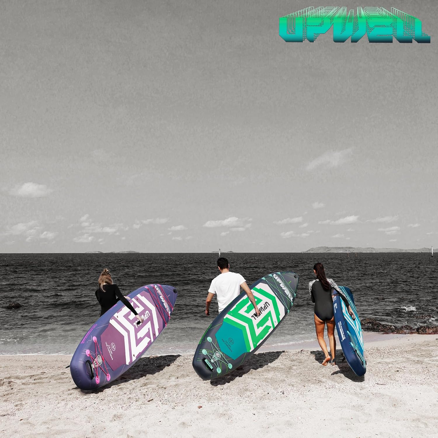 UPWELL 11'6'×35' Extra Wide Inflatable Paddle Board, Stand Up Paddle Board for Youth & Adults, Stable Design, Premium SUP Accessories, 120L Backpack, 10L Dry Bag, Paddle, Leash, Hand Pump, US Fins