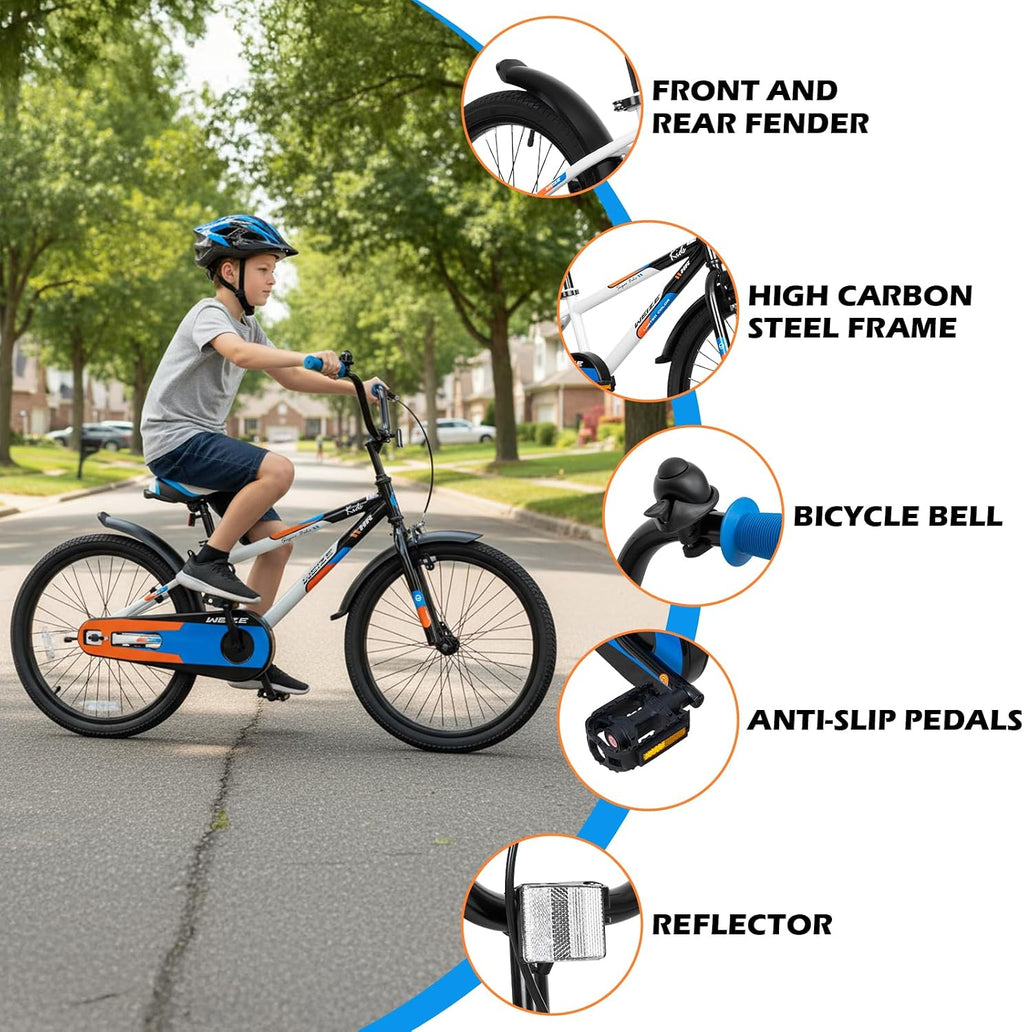 WEIZE Kids Bike, 16 20 Inch Children Bicycle for Boys & Girls Ages 4-12 Years Old, Rider Height 41-62 Inch, Adjustable Seat & Handlebars, Coaster Brake, Multiple Color Options