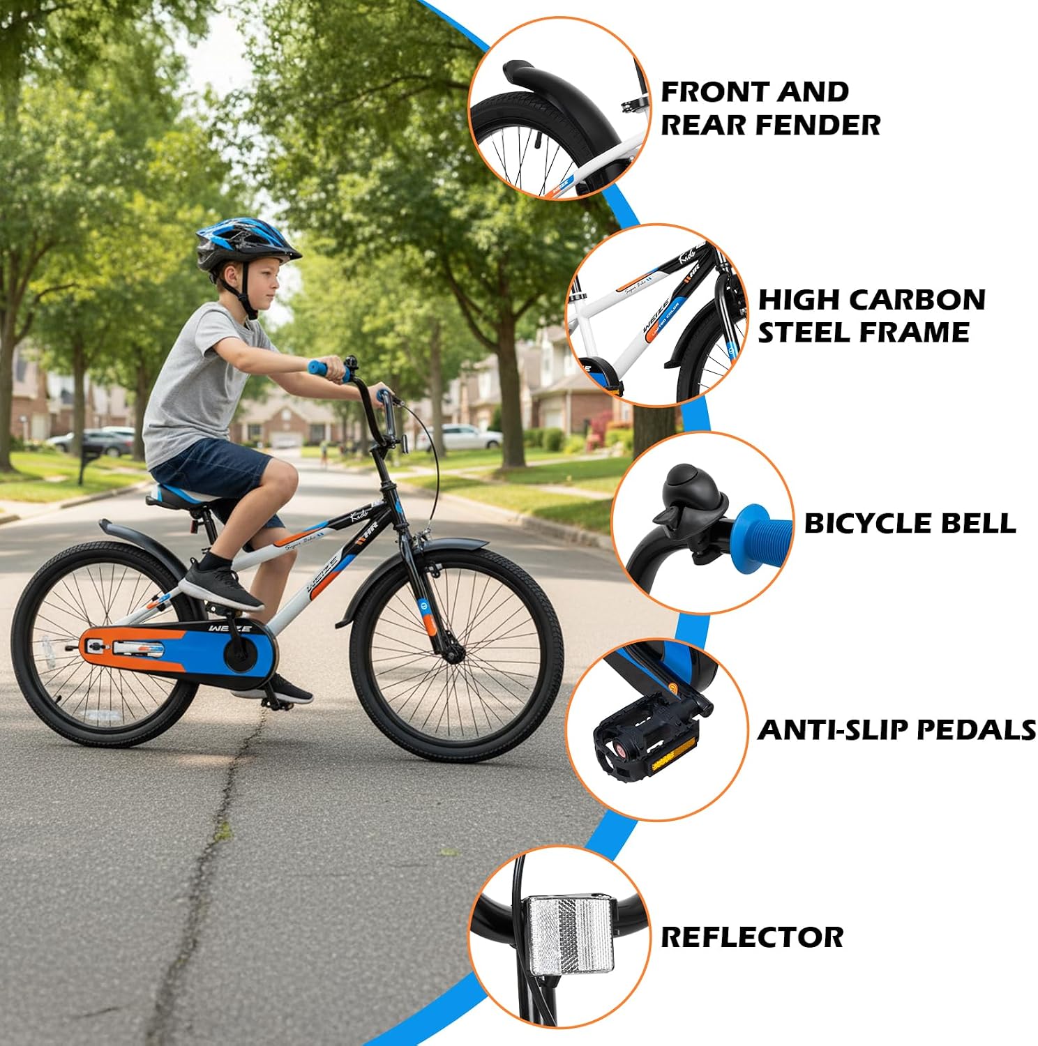 WEIZE Kids Bike, 16 20 Inch Children Bicycle for Boys & Girls Ages 4-12 Years Old, Rider Height 41-62 Inch, Adjustable Seat & Handlebars, Coaster Brake, Multiple Color Options