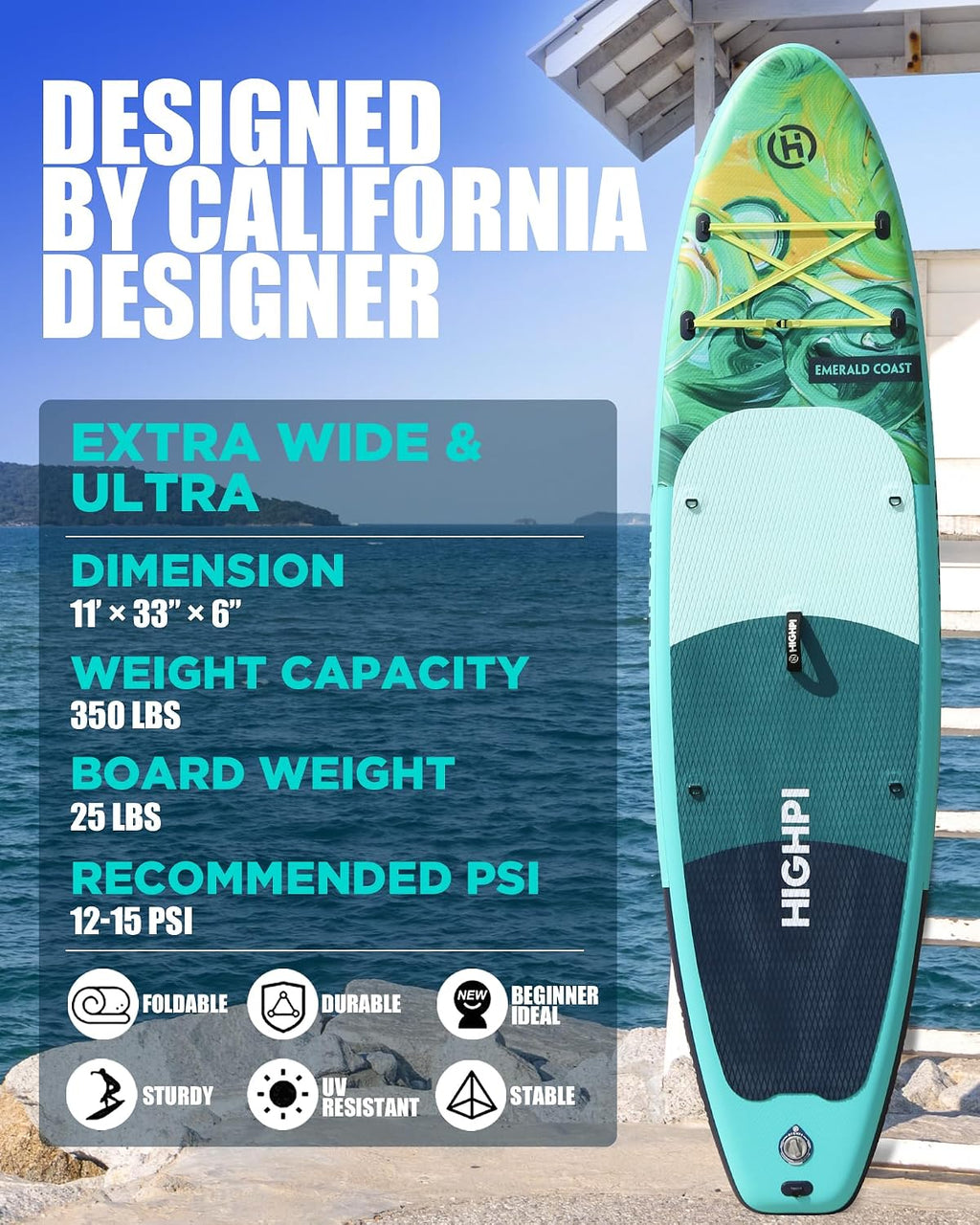 Inflatable Stand Up Paddle Board for Youth and Adults – Wide Sup with Premium Accessories, Blow Up Paddleboard for Surfing, Fishing, Yoga & More
