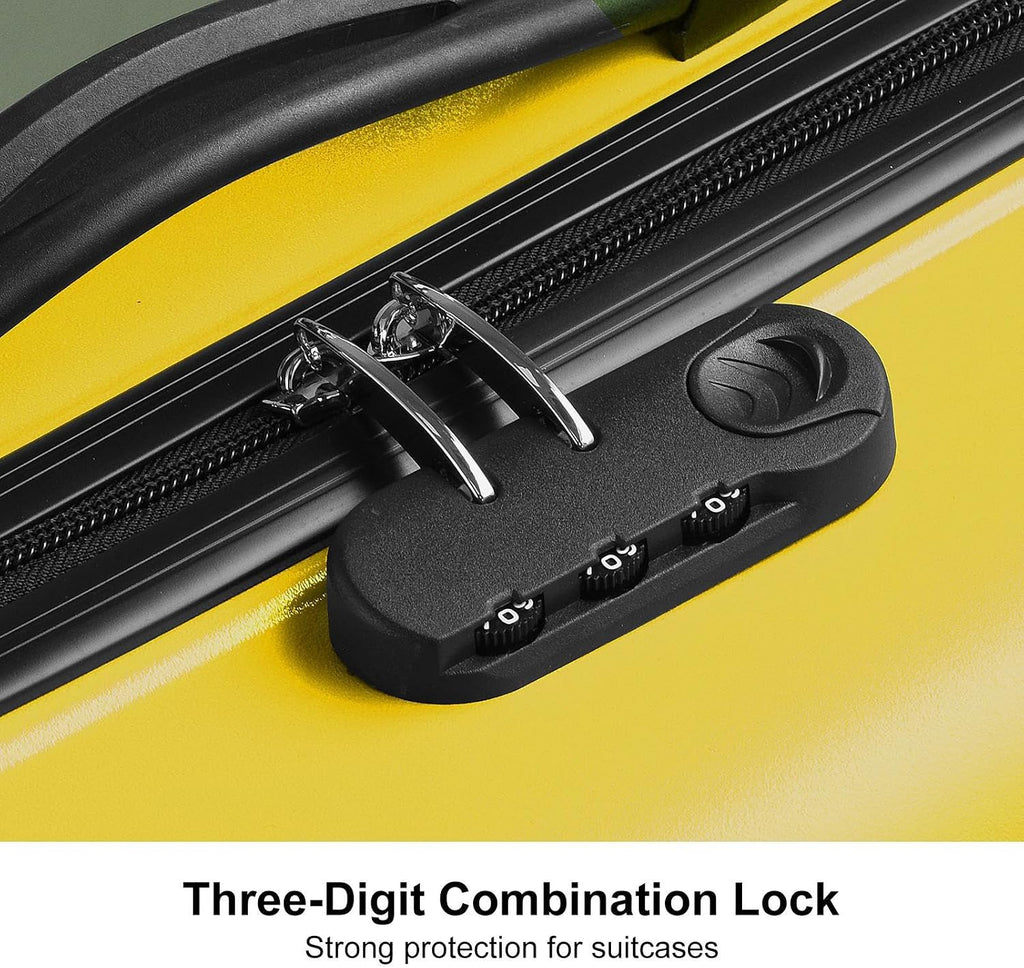 22 Inch Kid Ride Suitcase, Kid Travel Trolley With Safety Belt, Kids Luggage Seat Ride With Lock, Luggage For Kids Airplane Travel,Suitcase To Aged 1-6 Years Old, ABS+PC (Yellow)