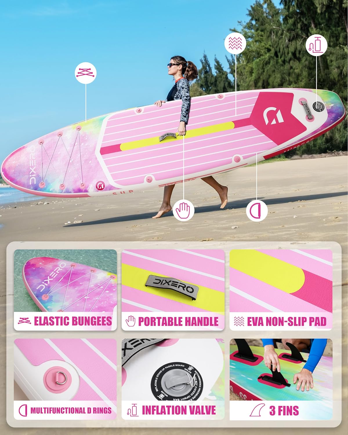 Inflatable Stand Up Paddle Board with SUP Accessories, 11'*33' Inflatable Paddle Boards for Adults & Youth of All Skill Levels