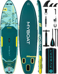 MYBOAT 11'6' Extra Wide Inflatable Paddle Board, 450LB Max Capacity Stable SUP for 2-3 People, Non-Slip Stand Up Board for Beginners & Fishing, Versatile 15 D-Rings, Dual Bungee, 3-Fin Stability