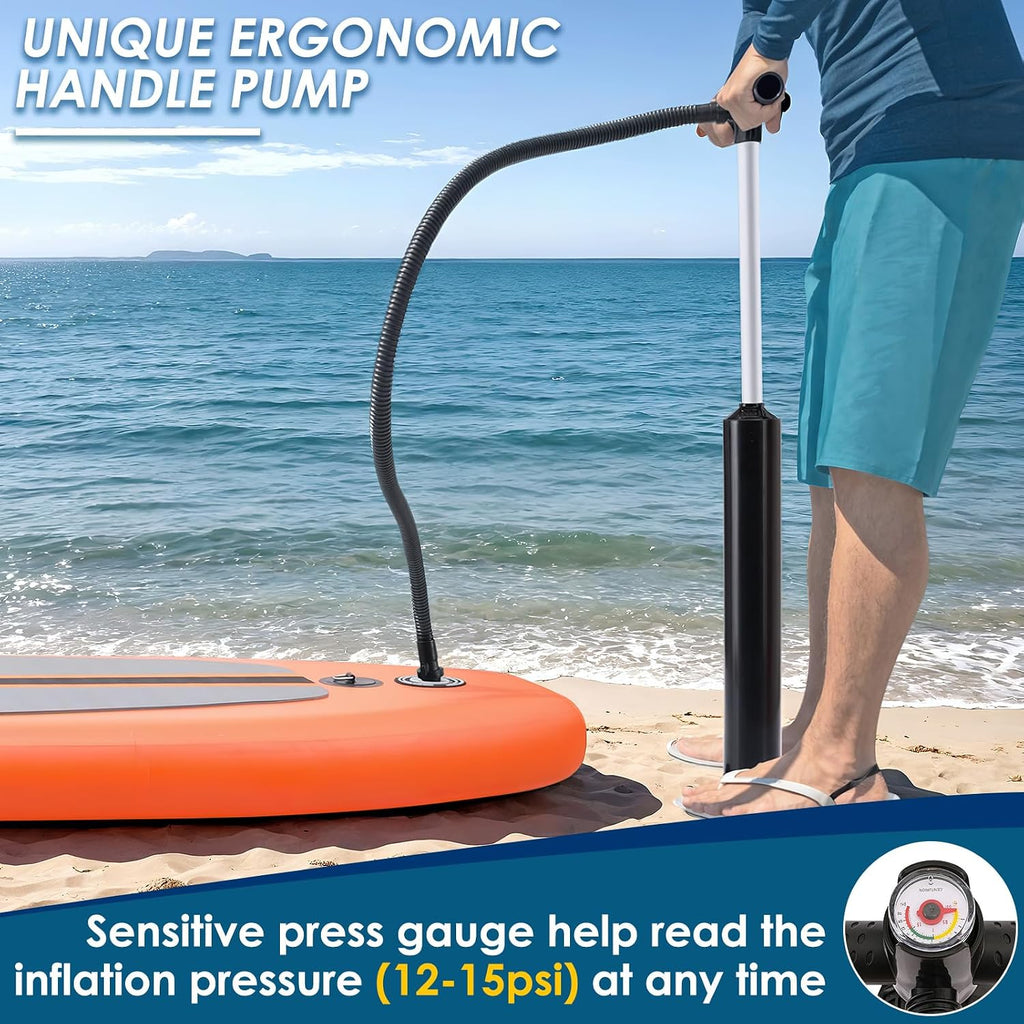 TLSUNNY 12FT Inflatable Stand Up Paddle Board, 3 Fins Paddleboard with Full SUP Accessories for All Skill Levels, Portable Two-Way Hand Pump and Carry Bag, 400LBS