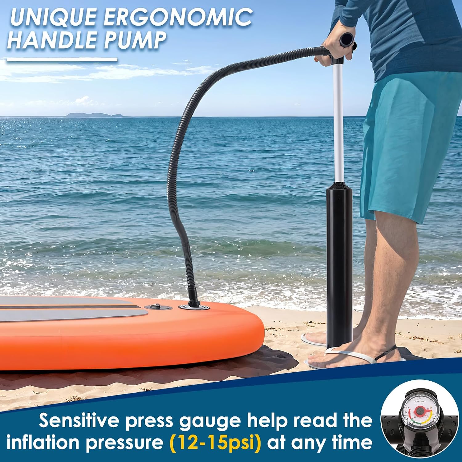TLSUNNY 12FT Inflatable Stand Up Paddle Board, 3 Fins Paddleboard with Full SUP Accessories for All Skill Levels, Portable Two-Way Hand Pump and Carry Bag, 400LBS