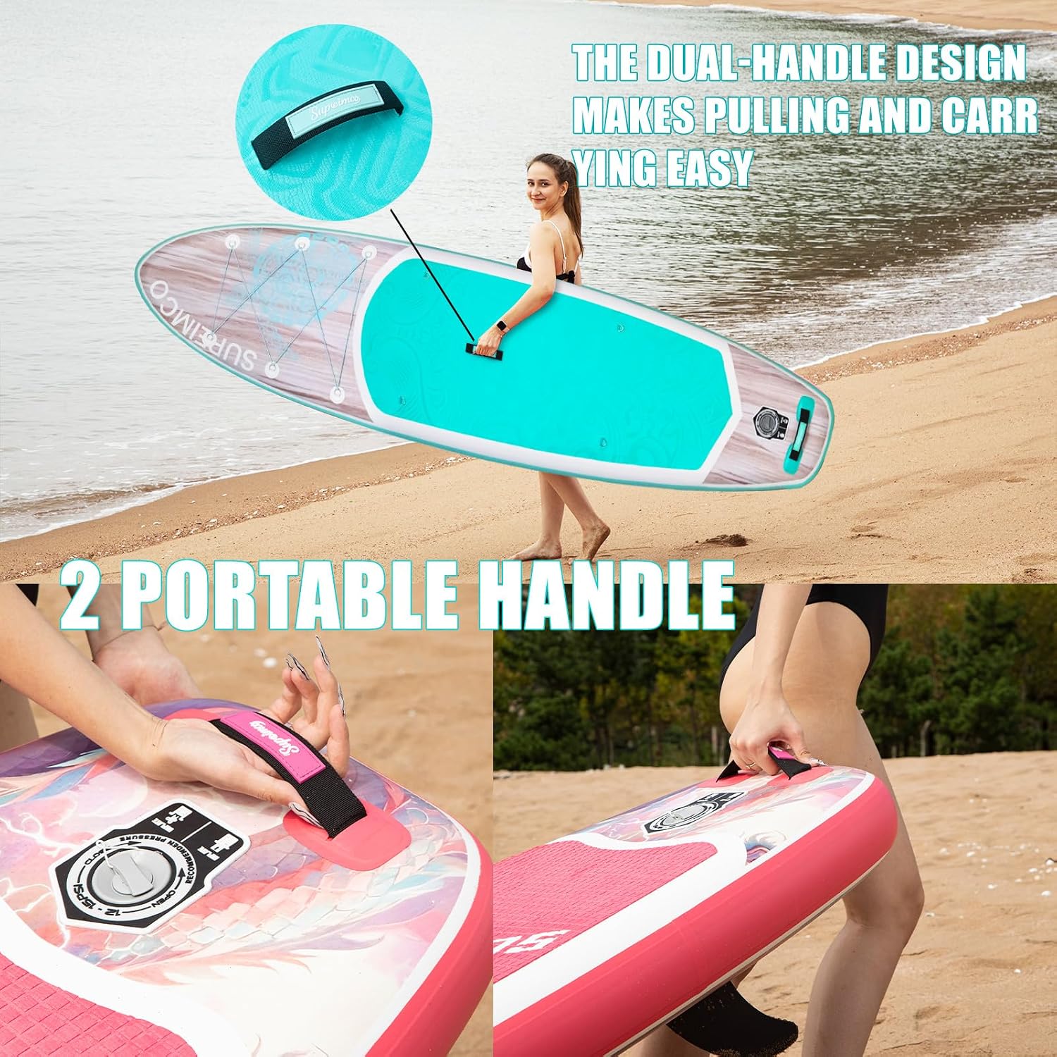 Inflatable Stand Up Paddle Board - Upgraded Glue-Free Hot Melt Technology, Long Service Life, 10'6', Anti-Slip EVA Deck, Full SUP Accessories, Included for Adults Youth All Skill Levels