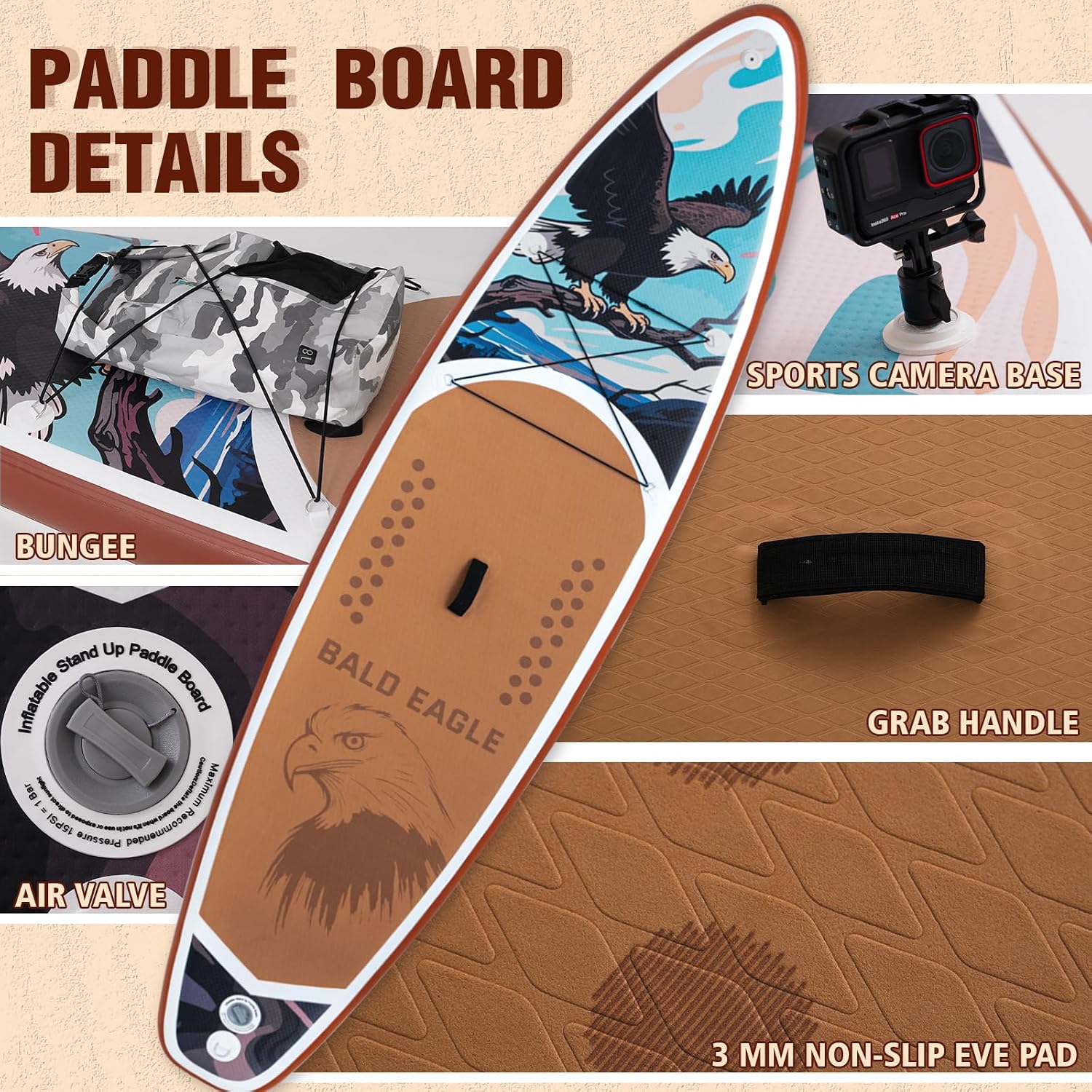 FEATH-R-LITE Inflatable Paddle Board Stand Up Paddleboards for Adults SUP with Premium Accessories Pump, Adjustable Paddle, Leash, Three Fins, Backpack