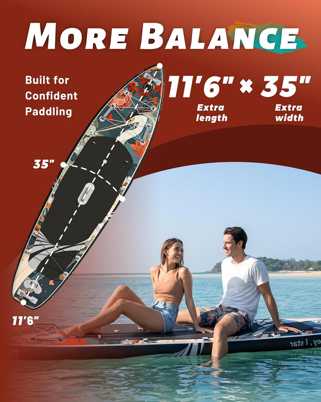iTAOSTAR Novelty 11'6' x 35' Inflatable Stand Up Paddle Board with Seat- Stable SUP Board for Adults - Portable Paddleboard for Yoga, Surfing, Fishing - Includes Full Accessories Kit