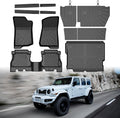 Mixsuper Floor Mat & Cargo Liner for Jeep Wrangler JL 2018-2026 Unlimited 4-Door (Not fit JK/4XE/2-Door),All Weather TPE Floor mat with Backrest and Door Sill Guards Wrangler JL Accessories,Anti-Slip