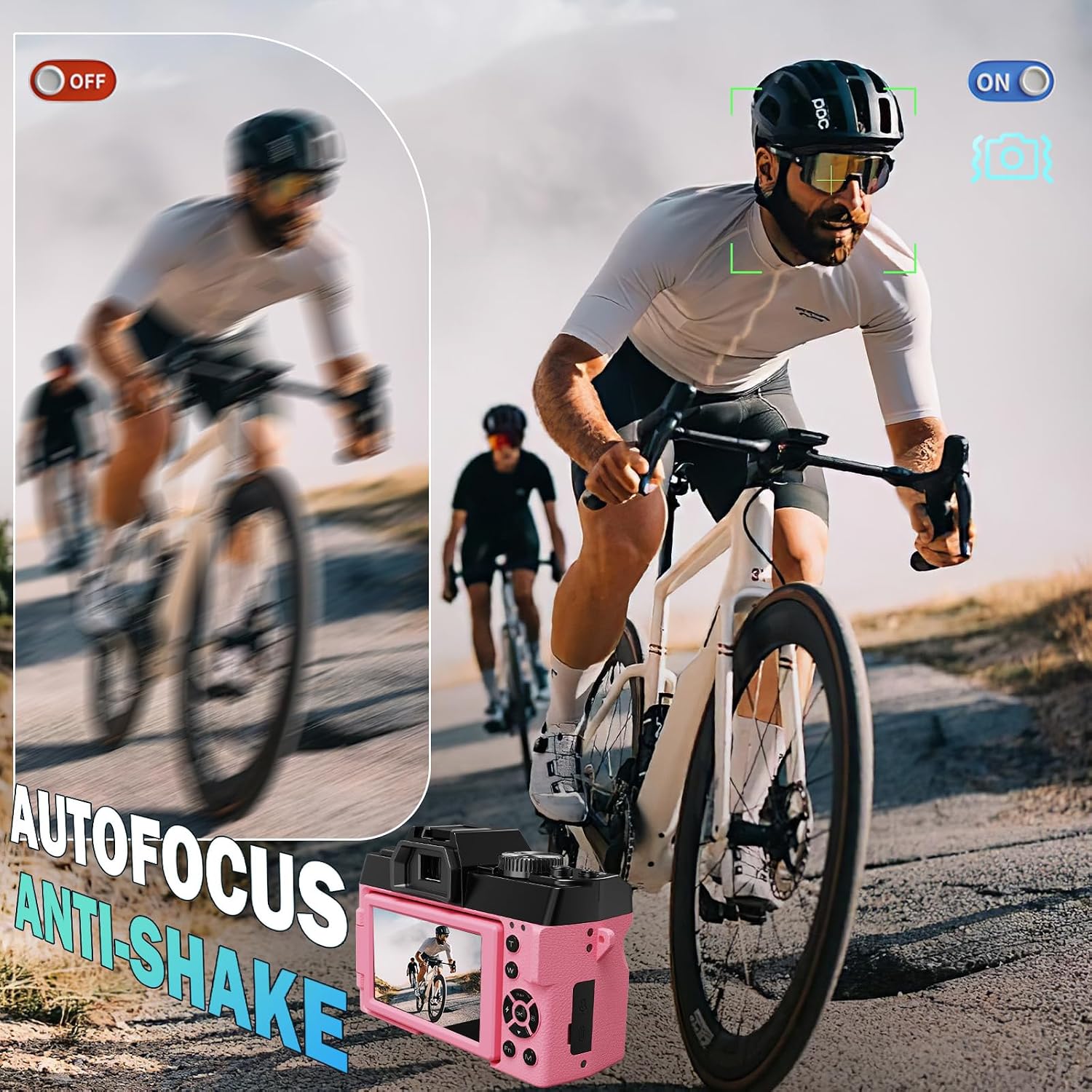 True 5K Digital Cameras for Photography 64MP - 16X Zoom, WiFi, with 64GB TF Card, Wide-Angle & Macro Lens, Autofocus & Anti-Shake, Vlogging Camera for YouTube Travel (Pink)