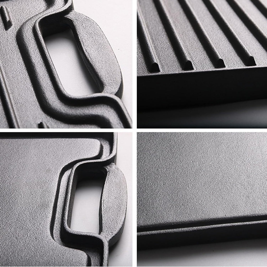 Grilling Plate,Rectangular Cast Iron Indoor Barbecue Griddle Korean BBQ Grill Pan Barbecue Skillet Pan Cooking Grill Plate Steaks Baking Tray Non Stick Griddle for Family Dinning