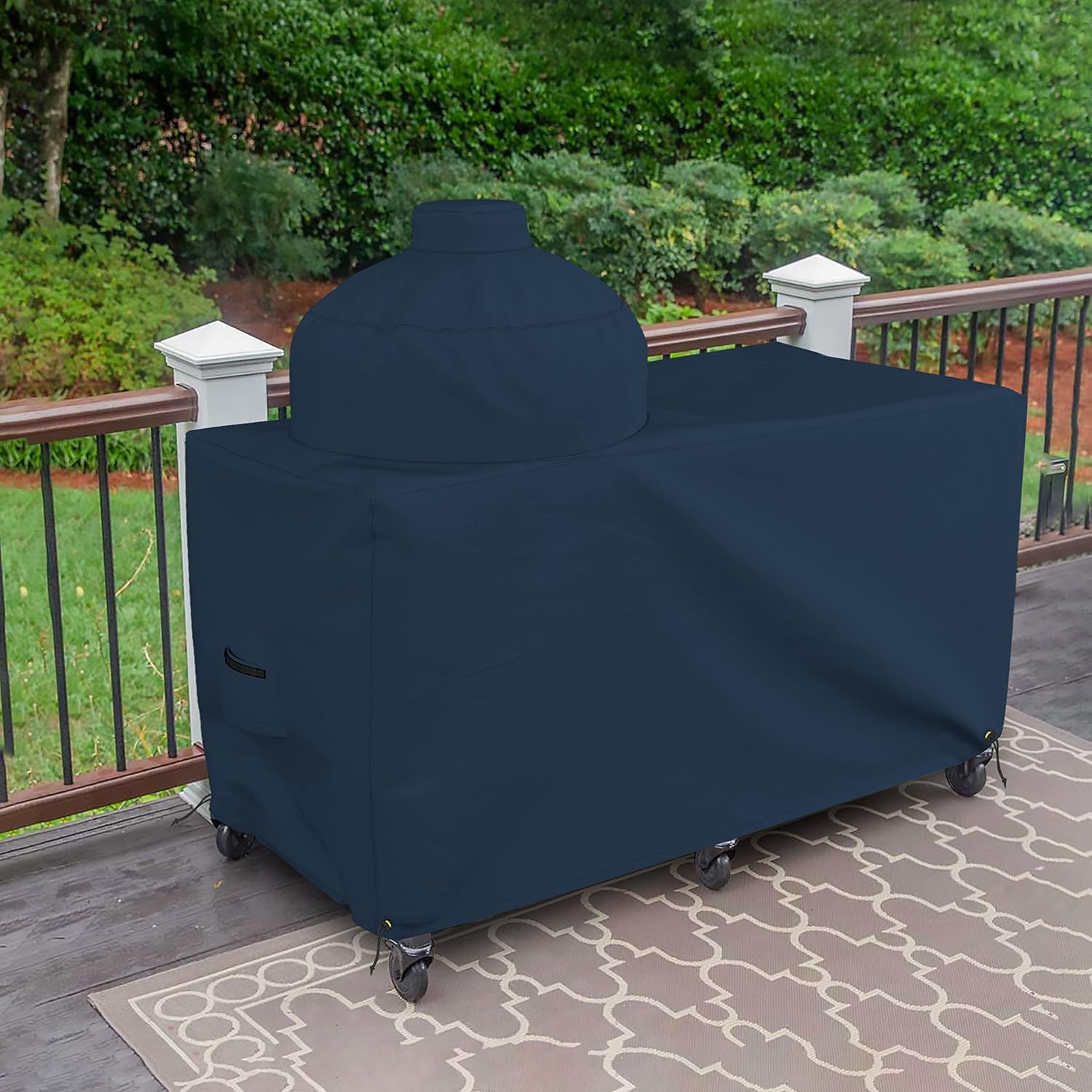 Covers & all Big Egg Grill Cover, 12 Oz Waterproof UV & Weather Resistant, PVC Coated Outdoor Cover with Air Vents & Drawstrings(72' L x 36' D x 52' H, Blue)