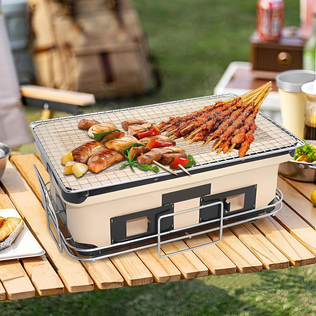 AIZYR Portable BBQ Grill Japanese Barbecue Grill Handmade Using Clay, Tabletop BBQ Charcoals Stove Yakitori Grill for Outdoor Picnic Camping Backyard