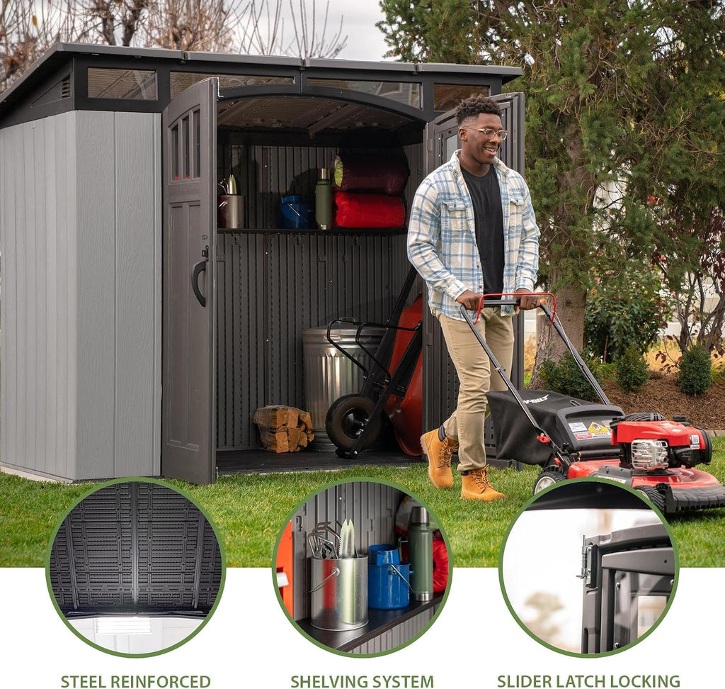 Lifetime Modern Outdoor Storage Shed, 8 x 5 Foot, Gray