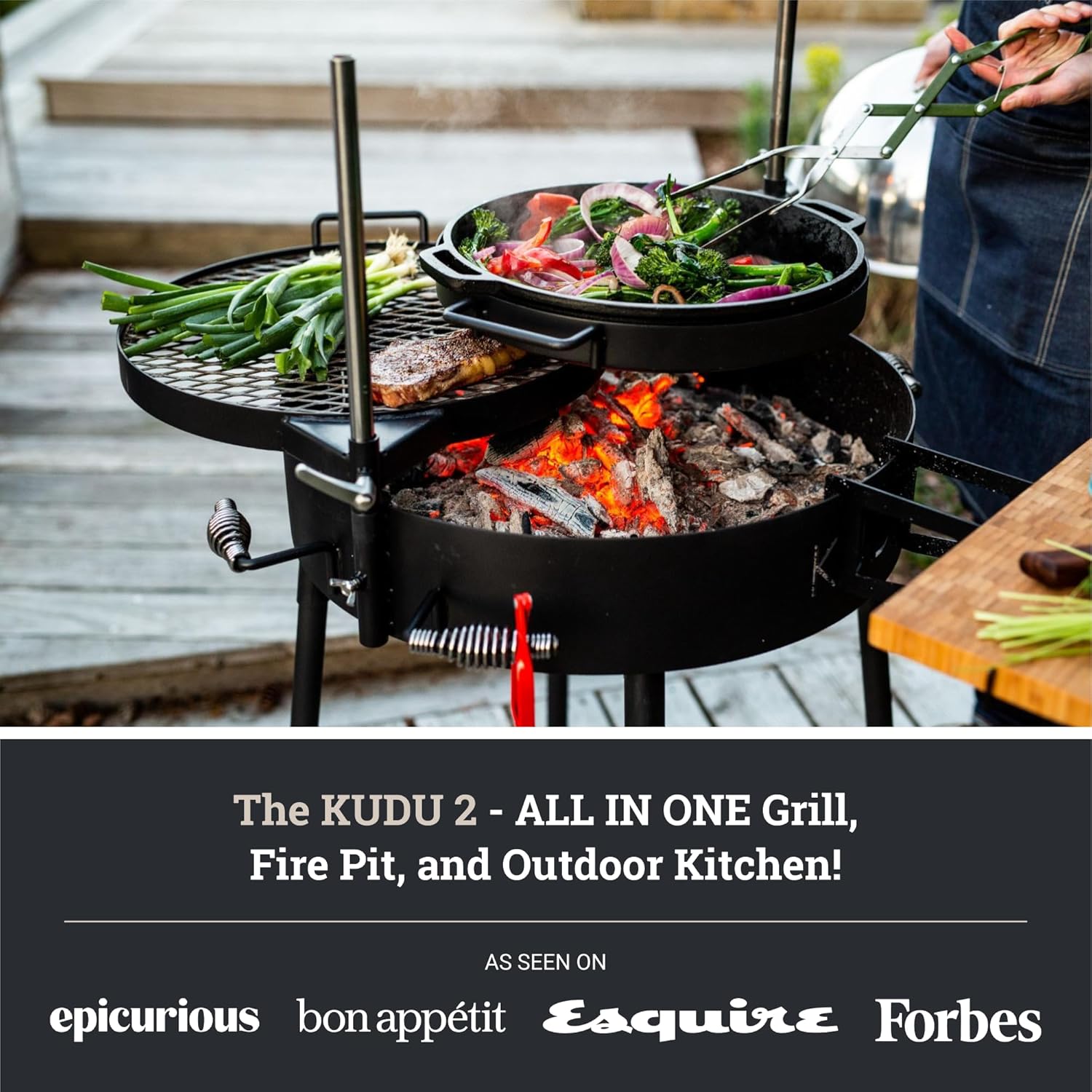 KUDU Grill - Open Fire BBQ Grilling System, Portable Charcoal Grills
