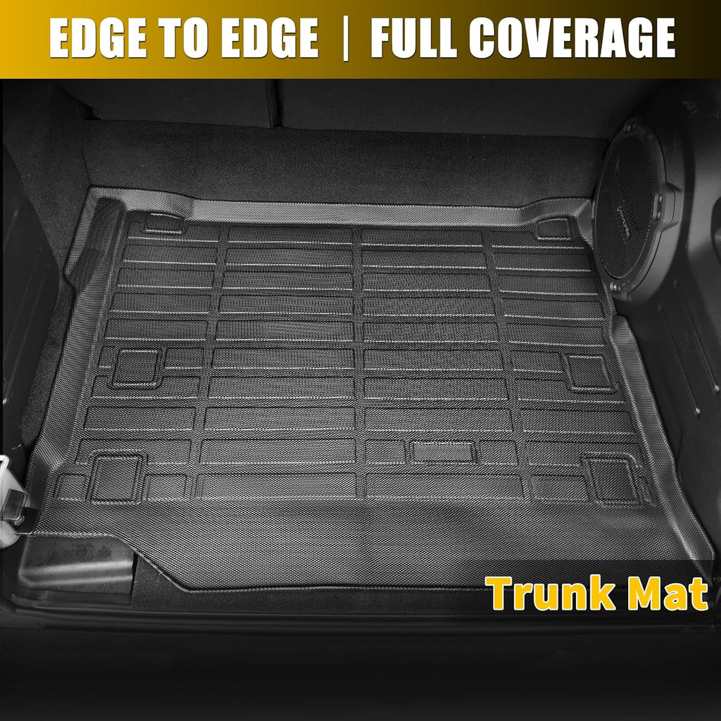 GINOWY-Floor Mats & Cargo Liner for 2021-2026 Jeep Wrangler 4XE Rubicon/Sahara/Sport S/Willys (4 Door, Not for JL or JK) 丨TPE Rubber All Weather Mats Wrangler 4xe Car Accessories Heavy Duty Liners