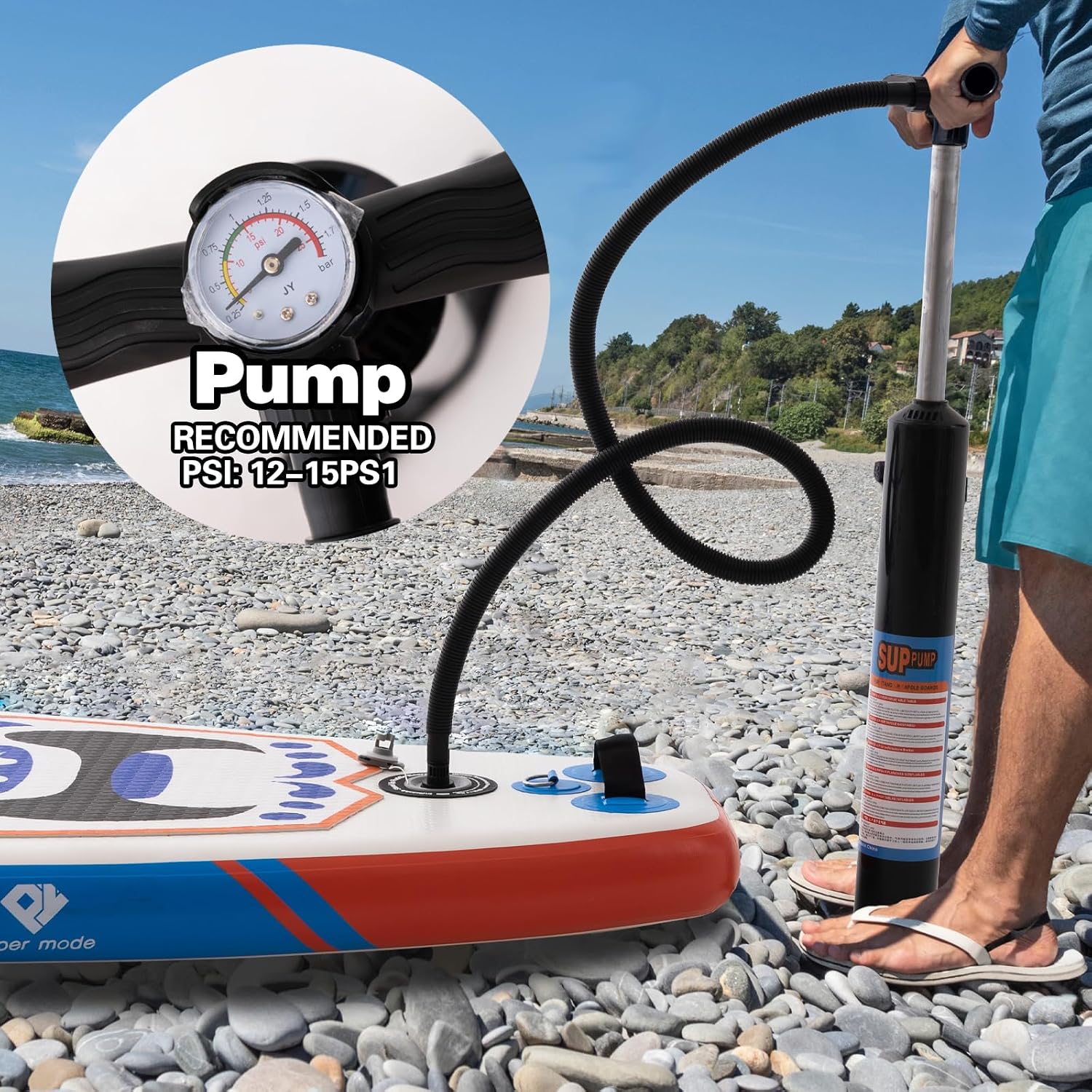 Inflatable Stand Up Paddle Board with Premium SUP Accessories - Backpack, Adjustable Paddle, Non-Slip Deck, Hand Pump, Leash, Fins, Waterproof Bag