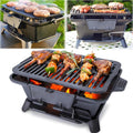 2025 Upgrade portable cast grill, hibachi grill outdoor, Cast Iron Hibachi Grill, hibachi 100% Cast Iron with Double-Sided Grate, Small Charcoal, Camping Stove (2, No handle)