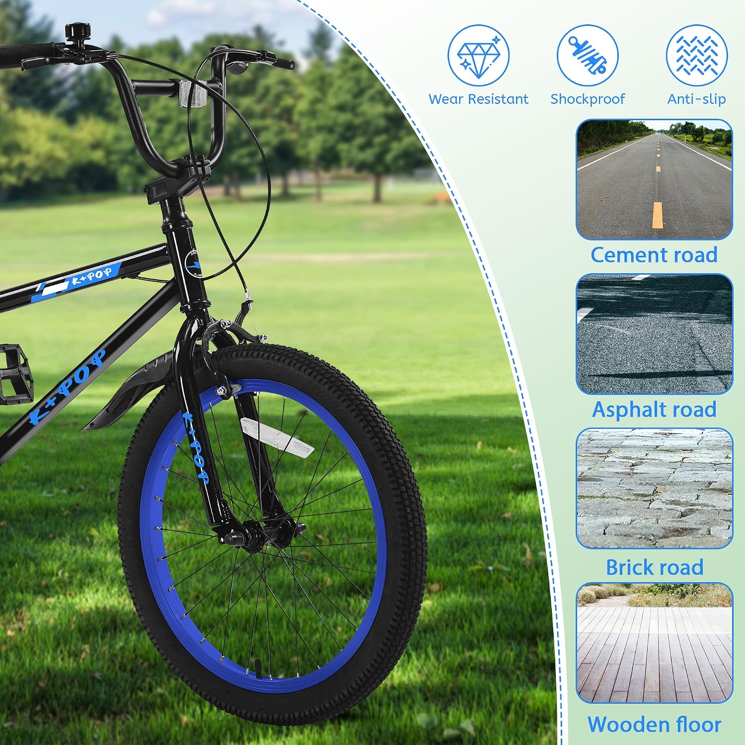 20 Inch Kids Bike BMX Style Boys Bike Ages 7-12, Lightweight Kids' Bicycles with Adjustable Seat, Boys Bikes 20 Inch Bicycle, Front and Rear Brakes