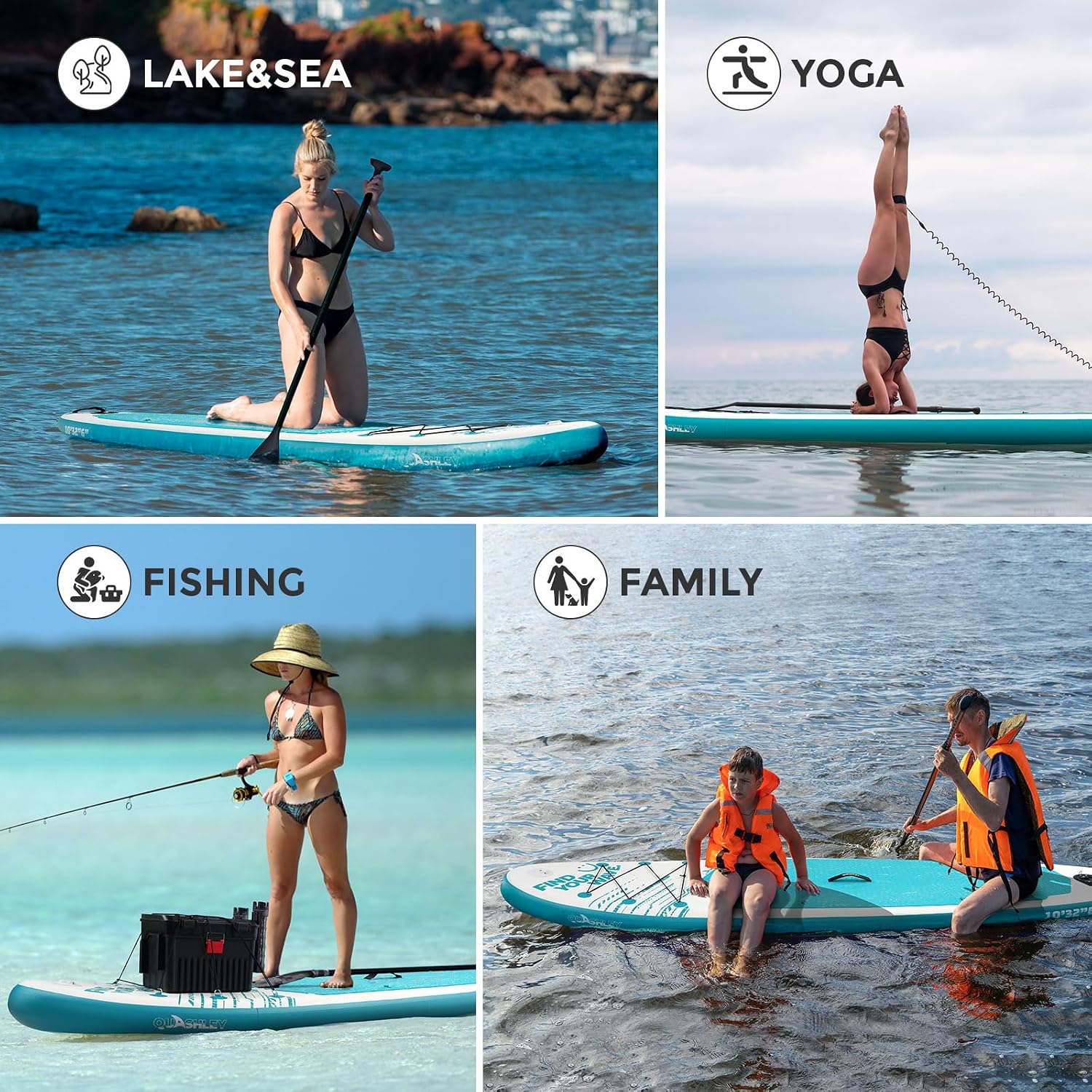 Quashley Inflatable Stand Up Paddle Board,Inflatable Paddleboards 32/34 Inch Wide,All Around SUP for Beginners with Lightweight Paddle,Hand Pump,Backpack,Leash,Durable & Portable iSUP Board