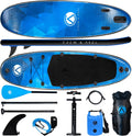 Crew Axel Inflatable Paddle Board 10'33'6' Extra Wide & Lightweight (18lb) Paddle Board – Premium SUP Set Includes 2 Bags, Floating Paddle, Camera Mount, 3 Fins, Dual Pump Kit