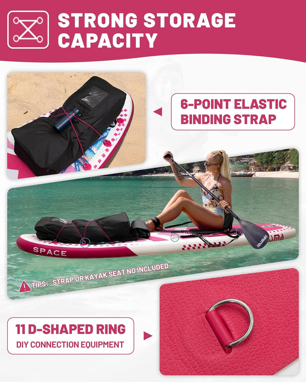 DAMA 11'*34'*6' Inflatable Paddle Board, Paddle Boards for Adults,Sup,Lightweight and Durable, Easy to Inflate, Versatile in Style, Fully Functional, Equipped w/High Grade Accessories.