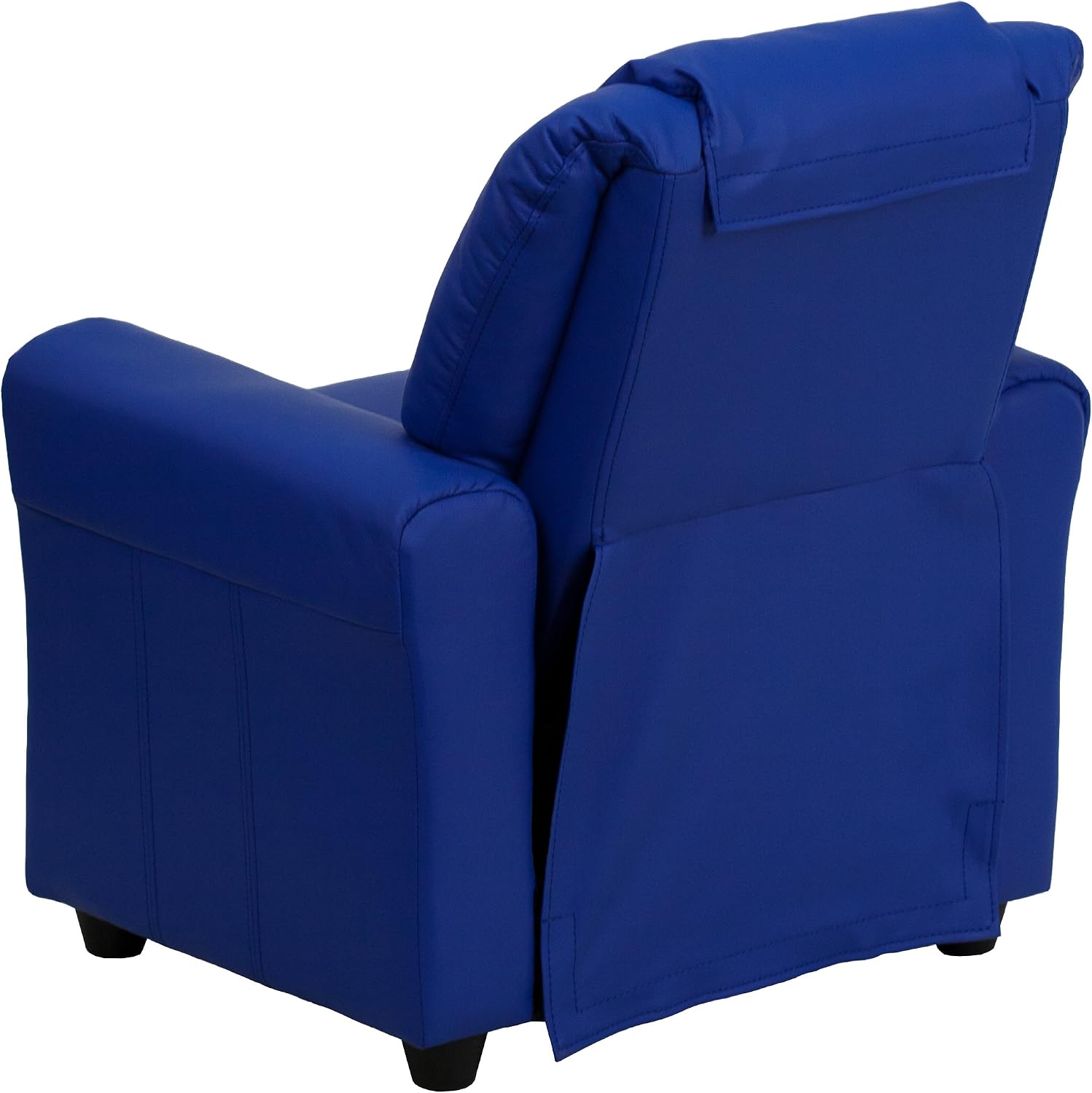 Flash Furniture Vana Vinyl Kids Recliner with Cup Holder, Headrest, and Safety Recline, Contemporary Reclining Chair for Kids, Supports up to 90 lbs., Blue