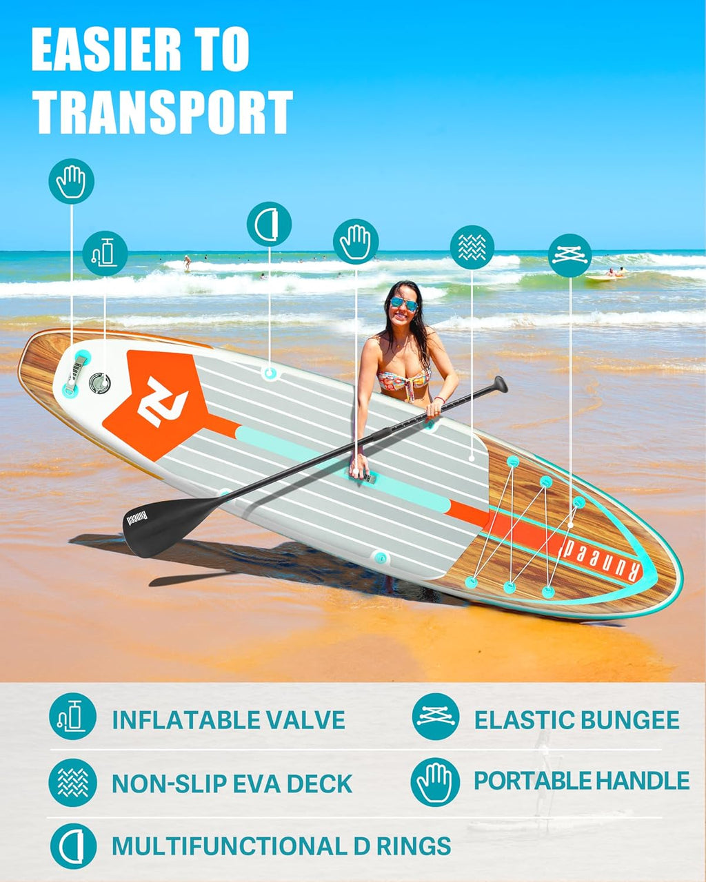 Inflatable Stand Up Paddle Board with SUP Accessories, 11'*33' Inflatable Paddle Boards for Adults & Youth of All Skill Levels