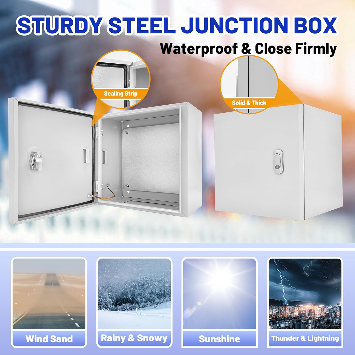 Outdoor Electrical Box 24 x 24 x 12''D NEMA 4X Enclosure Steel Box, Waterproof & Dustproof Outdoor/Indoor Lockable Electrical Junction Box, with Mounting Plate