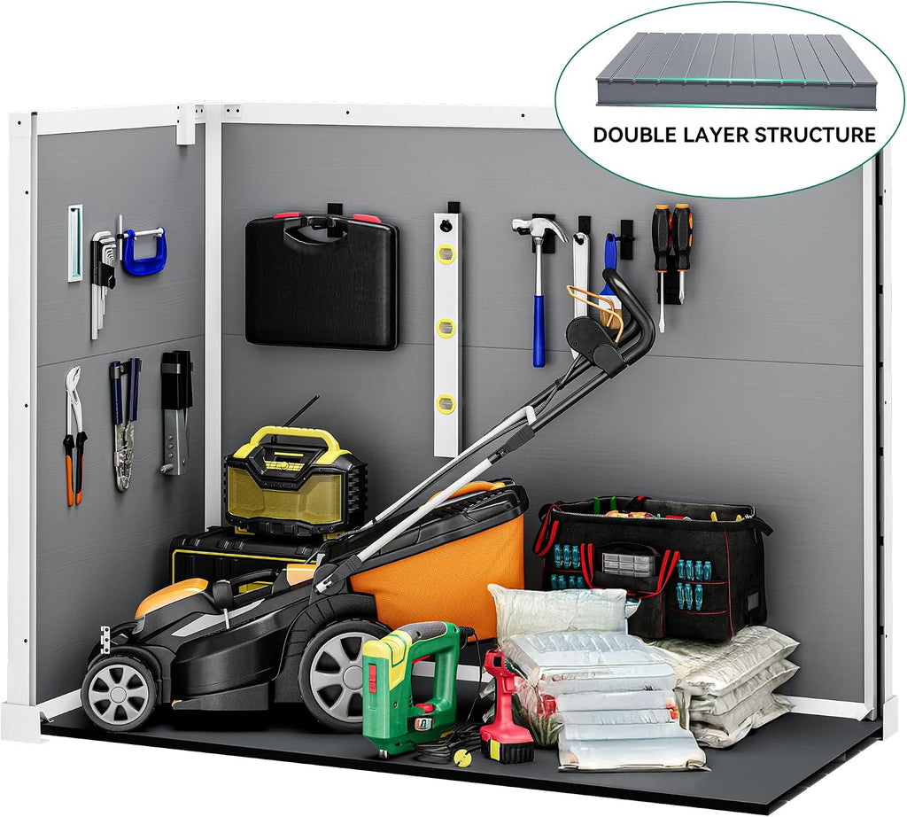 DWVO 41 Cu.ft Outdoor Storage Shed, 4.7x2.5 FT Horizontal Resin Tool Shed with Hydraulic Gas Rod and 3 Locks for Garden, Trash Cans, All-Weather Outdoor Storage, Lockable, Gray