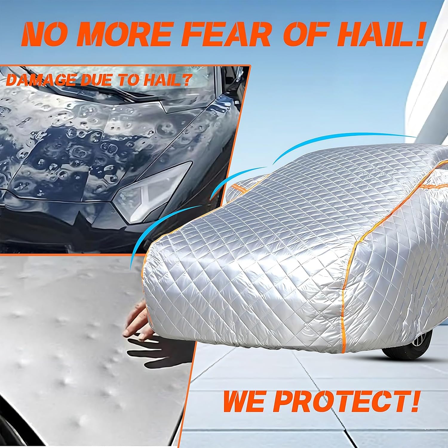 Hail Protector Car Cover Custom Fit for Ford Edge SEL 2023-2025, Hail car Cover with Cotton, Windproof Rain Snow Protection, with Zipper Door and Reflective Strips XXX