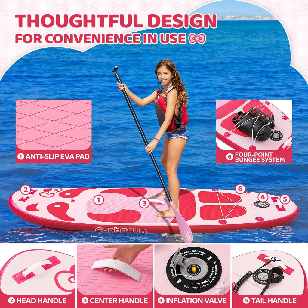 Kids Inflatable Paddle Board, 8ft Panda - Stand Up Paddle Board with Accessories, Durable & Stable Design, Wide Non-Slip Deck, Hand Pump for Youth & Kids