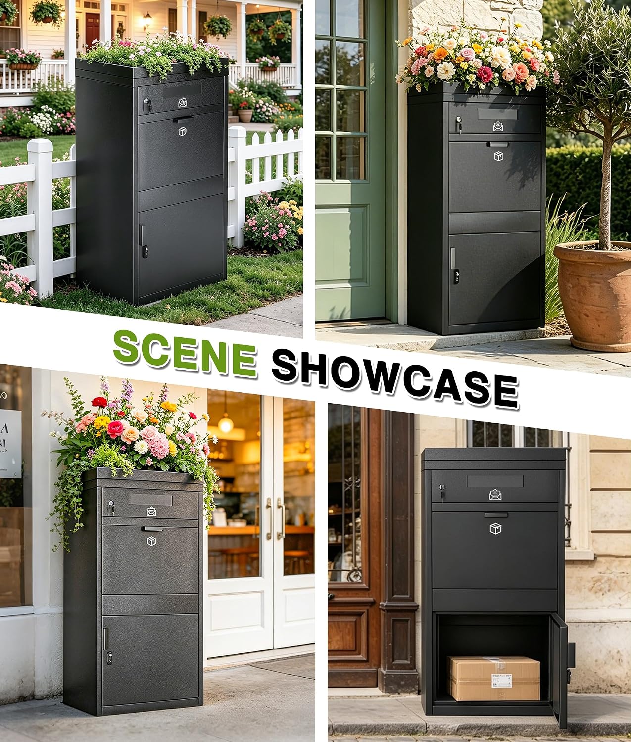 Package Delivery Boxes for Outside, Extra Large Parcel Drop Boxes with Secure Storage, Anti-Theft Galvanized Steel,Waterproof Package Delivery Box for Outdoor Porch (24''L x 18''W x 16''H)