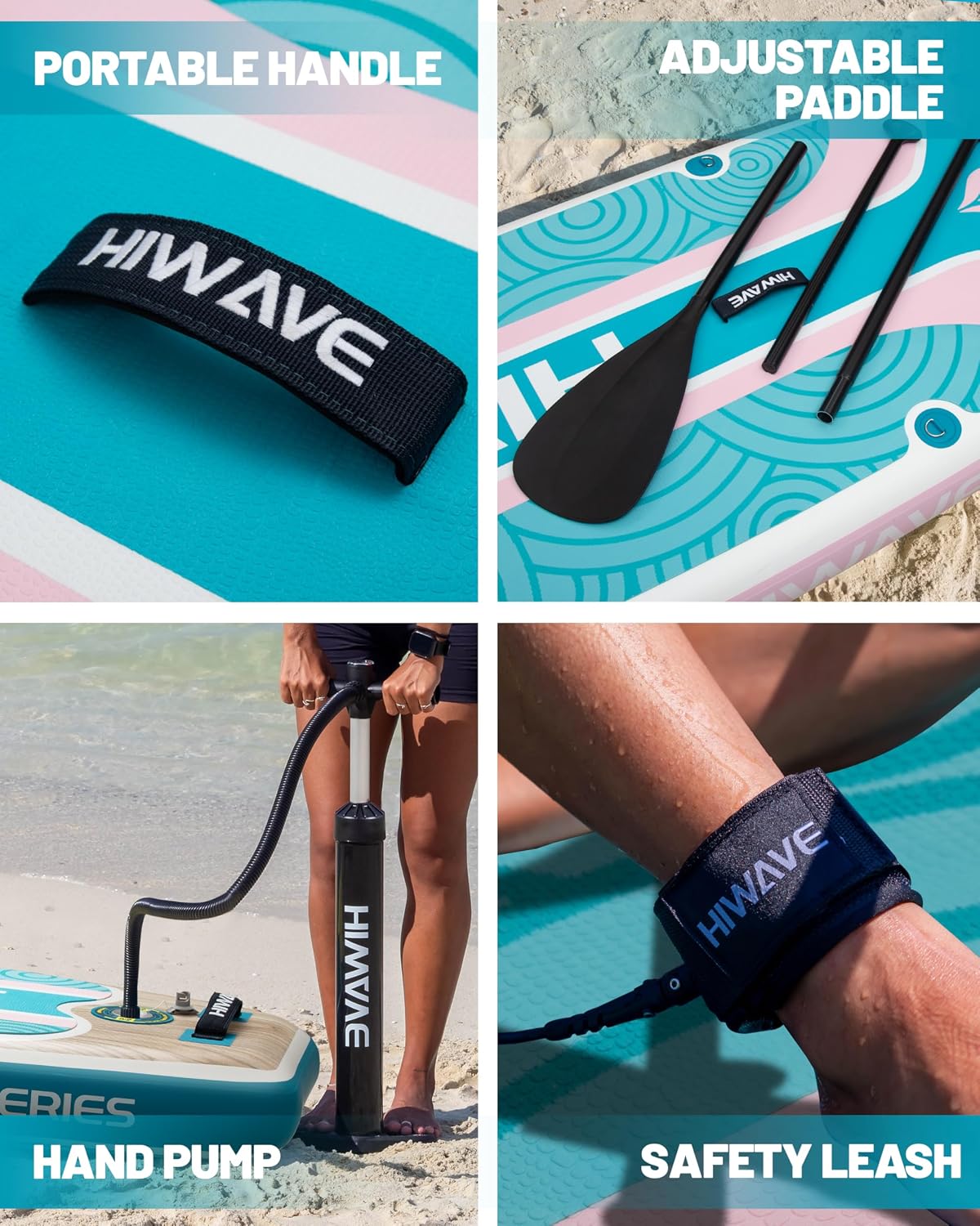 Hiwave Inflatable Paddle Board 11 '* 34 '* 6' Extra Wide Sup Board, 420lb Capacity Paddle Board for Adults, Suitable for Sea and Lakes, 2+1Family Board