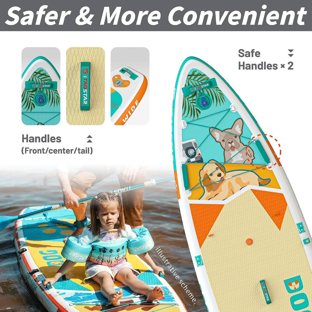 iTAOSTAR Pets 8'×29' / 11'×35' / 11'6'×34'/11'×34' Inflatable Paddle Board, One-Stop Premium SUP Accessories, Extra Wide Paddle Board for More Balance, Tailored Fins for More Fun
