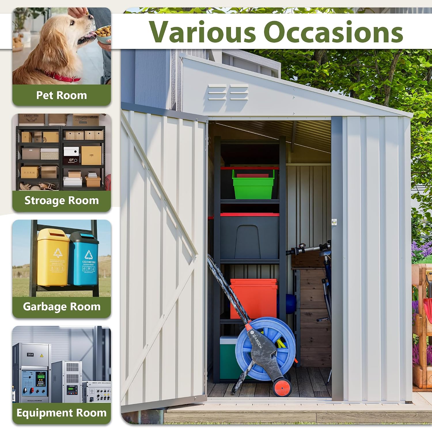 YOPTO 4×7 FT Outdoor Metal Storage Shed,Heavy-Duty Lean to Storage Shed with Lockable Door and Reinforced Beams,All Weather Waterproof Storage House W/2 Air Vents,for Backyard,Patio,Lawn,White