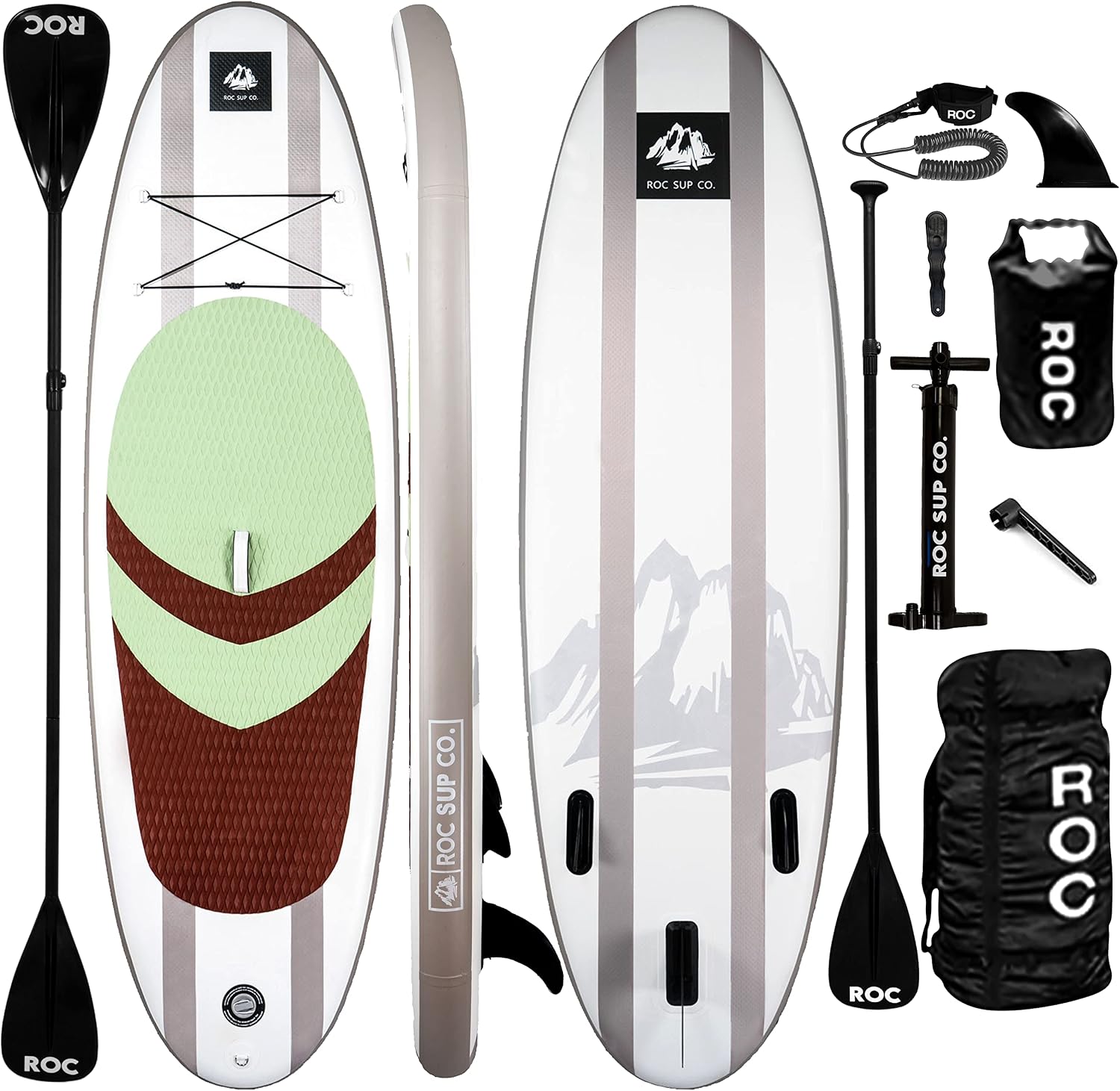 Roc Inflatable Stand Up Paddle Board with Premium SUP Paddle Board Accessories, Wide Stable Design, Non-Slip Comfort Deck for Youth & Adults