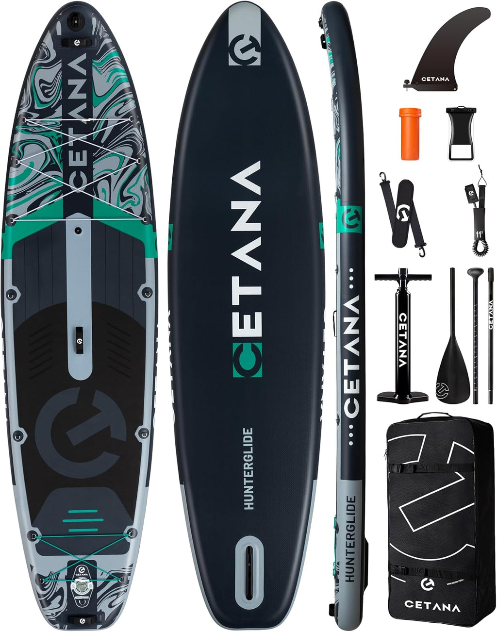 CETANA 11'6×35' Extra Wide Stand Up Paddle Board for Adults & Youth, 400lb Capacity Inflatable Paddle Board, Sup for 2+1 Person with Removable US Fin, 100L Backpack, Floating Paddle, Safety Leash