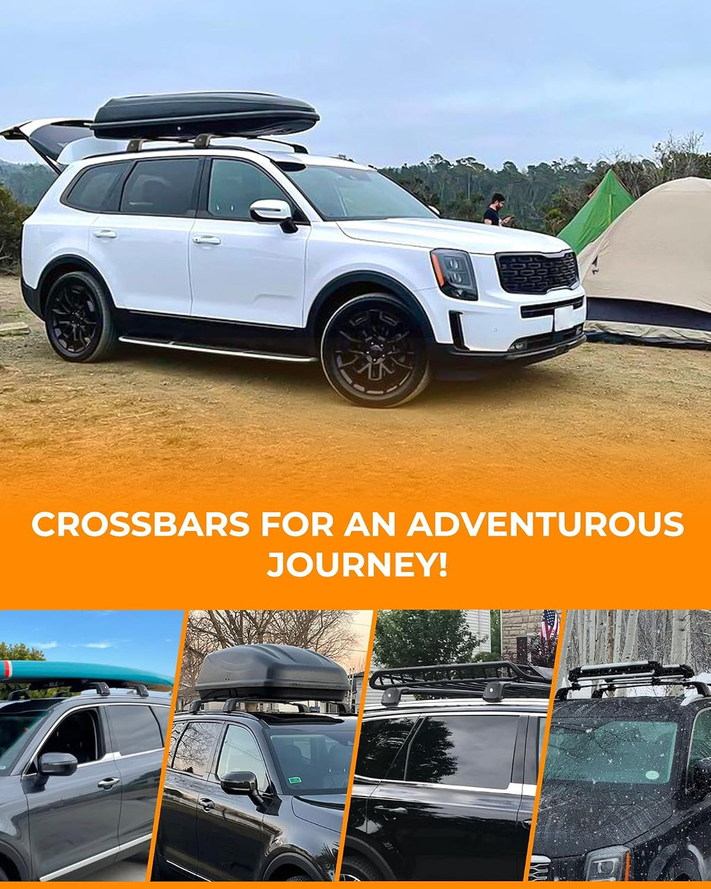 330 LBS Load Cross Bars Fit for 2019-2026 Kia Telluride EX S SX SX-Prestige, Upgraded Version Heavy Duty Roof Rack Crossbar (Except X-Line & X-Pro)