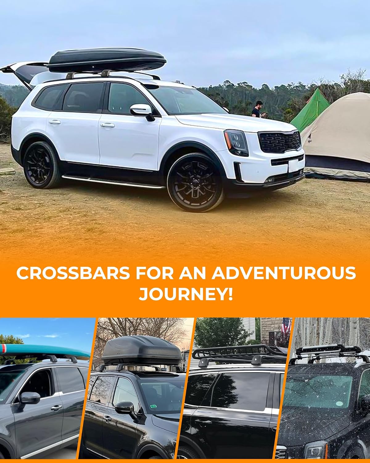 330 LBS Load Cross Bars Fit for 2019-2026 Kia Telluride EX S SX SX-Prestige, Upgraded Version Heavy Duty Roof Rack Crossbar (Except X-Line & X-Pro)