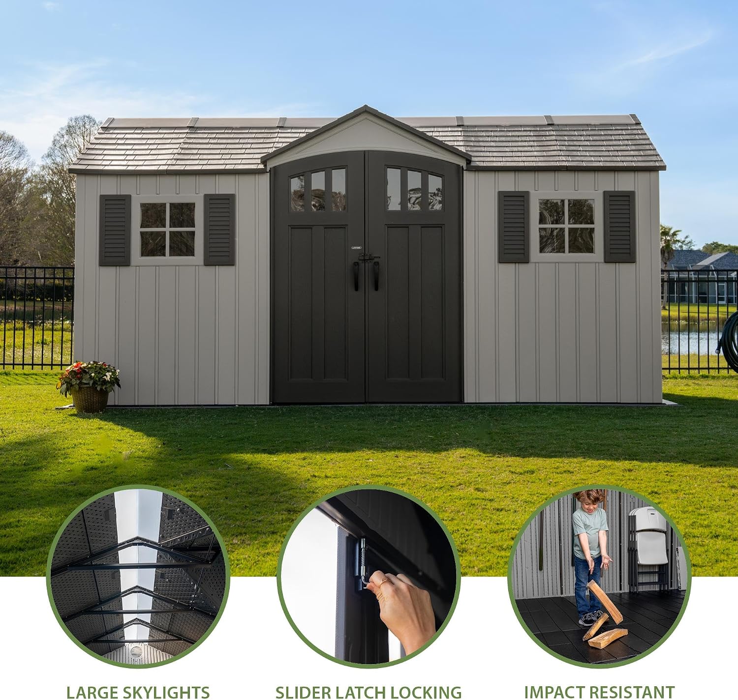 Lifetime Dual Entry Outdoor Storage Shed, 15 x 8 Foot
