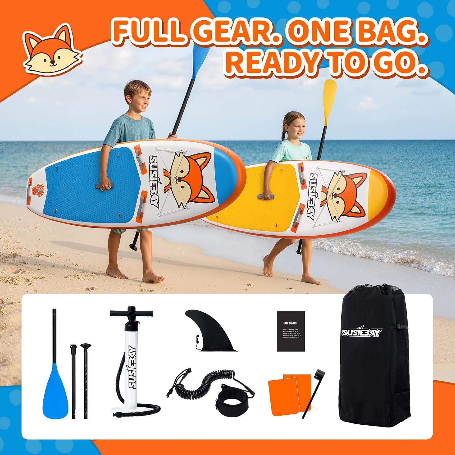 Kids Inflatable Stand Up Paddle Board with SUP Accessories,Wide Stable Design,Non-Slip Comfort Deck, Inflatable Paddle Board for Kids & Children